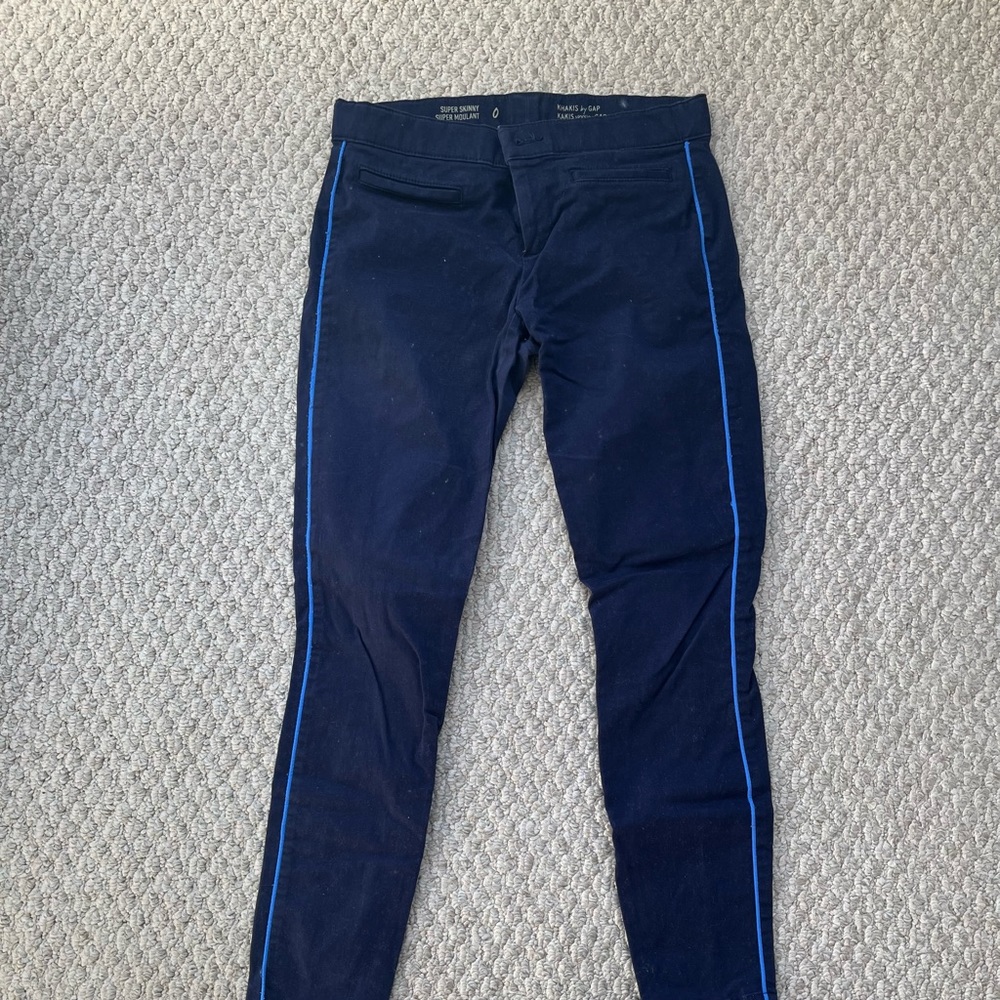 GAP navy khakis with side stripes